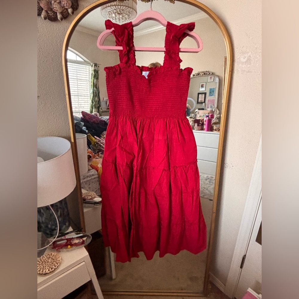Hill House Red Ruffle-Strap Sundress